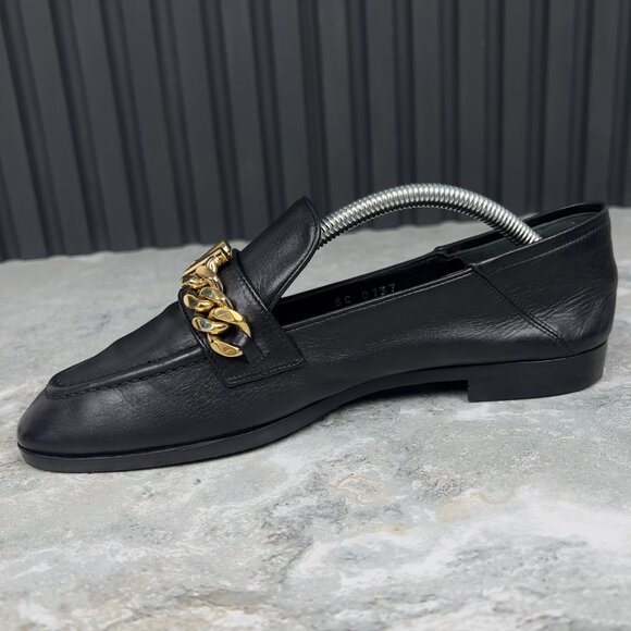 Louis Vuitton Gold V Chain Flat Loafers Black Leather 4 UK or 7 US or 37 EUR - Picture 6 of 12